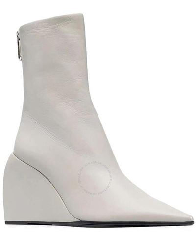Off-White c/o Virgil Abloh Doll Nappa Wedge Zip Booties - Gray