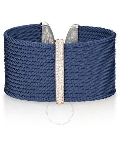 Alor Berry Cable Large Monochrome Cuff With 18kt Rose Gold & Diamonds - Blue