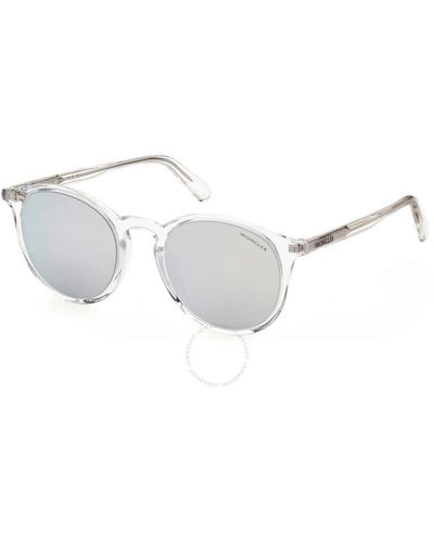 Moncler Violle Polarized Smoke Oval Sunglasses Ml0213 26d 50 - Metallic