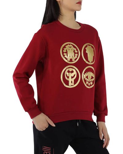 Roberto Cavalli Lucky Symbol Print Cotton Sweatshirt - Red