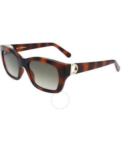 Ferragamo Gray Gradient Square Sunglasses Sf1012s 214 53 - Brown