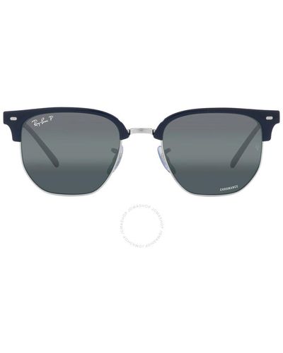 Ray-Ban New Clubmaster Polarized Mirrored Irregular Sunglasses Rb4416 6656g6 53 - Grey