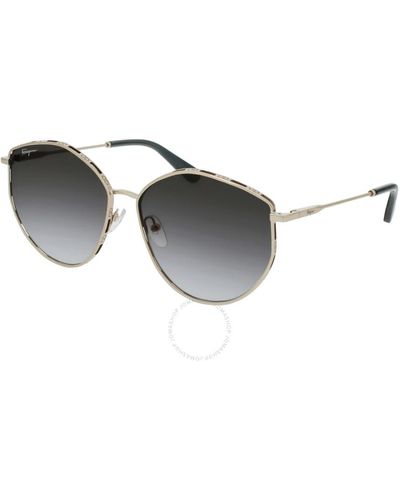 Ferragamo Grey Gradient Irregular Sunglasses Sf264s 785 60 - Metallic