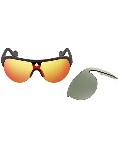 Moncler Grey;gold Orange Shield Sunglasses - Yellow