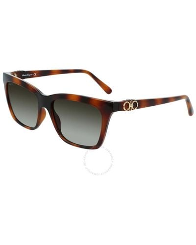 Ferragamo Grey Gradient Rectangular Sunglasses Sf1027s 214 55 - Brown