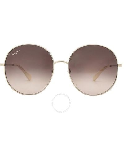 Ferragamo Brown Gradient Round Sunglasses Sf299s 703 60 - White