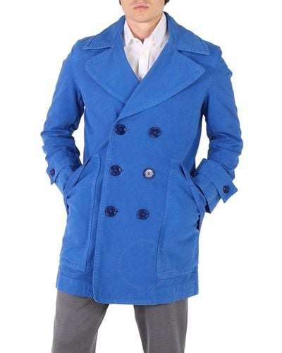 Burberry Warm Royal Double-breasted Cotton Peacoat - Blue