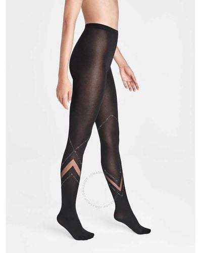 Wolford Avery Opaque And Sheer Tights - Black