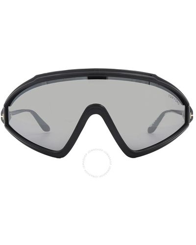 Tom Ford Lorna Smoke Mirror Shield Sunglasses Ft1121 01c 00 - Black