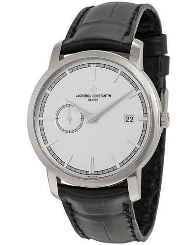 Vacheron Constantin Traditionelle Automatic Silver Dial Black Leather Watch 87172000g-9301 - Metallic