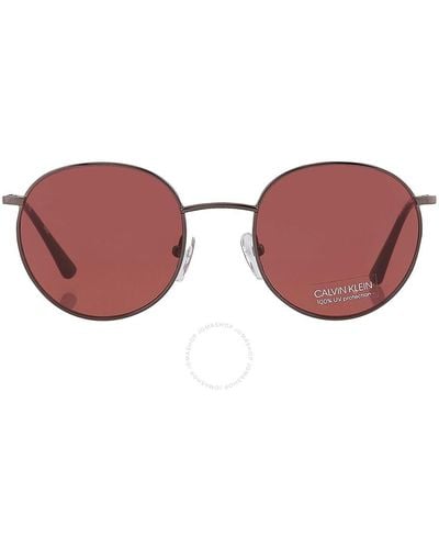 Calvin Klein Red Round Sunglasses Ck18104s 009 49 - Brown