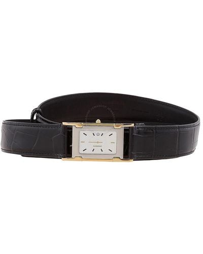 Burberry Faux Watch Detail Leather Belt - Black