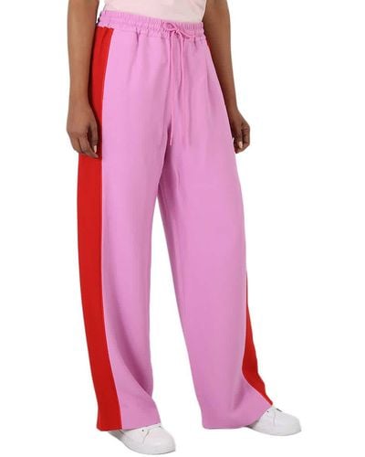 Burberry Side-stripe Wide-leg Track Trousers - Pink