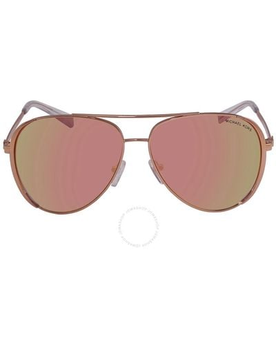 Michael Kors Chelsea Bright Rose Gold Gradient Flash Pilot Sunglasses Mk1101b 11086f 60 - Pink
