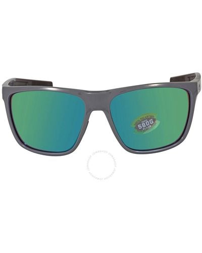 Costa Del Mar Ferg Xl Green Mirror Polarized Glass Sunglasses 6s9012 901209 62 - Blue