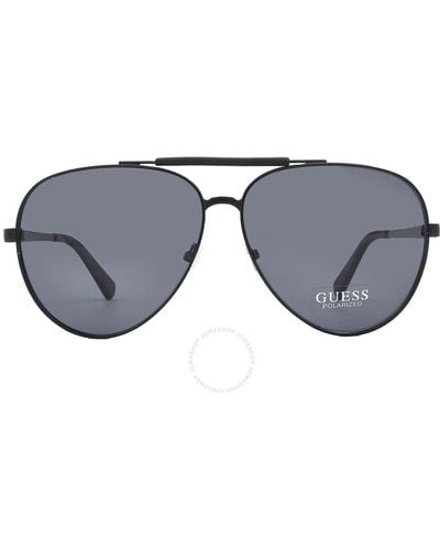 Guess Polarized Smoke Pilot Sunglasses Gu5209 02d 61 - Grey