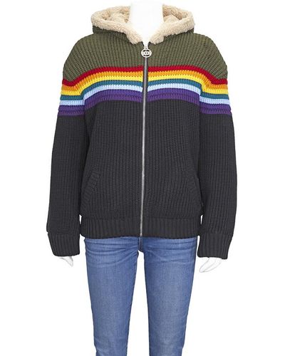 Gcds Sherpa Lined Rooded Rainbow Jumper - Blue