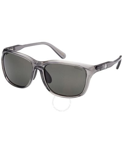 Moncler Smoke Mirrored Rectangular Sunglasses Ml0234-k 20c 60 - Grey
