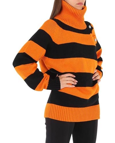 Burberry Striped Fisherman Turtleneck Sweater - Orange