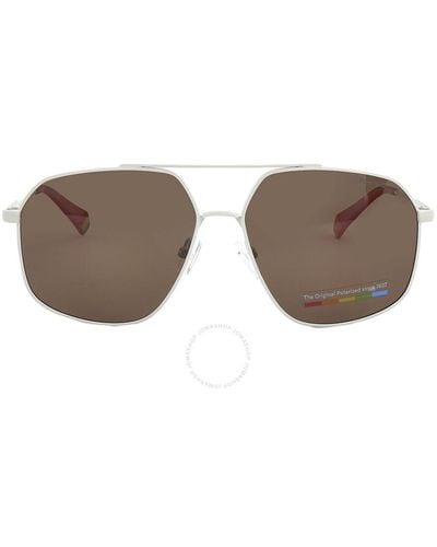 Polaroid Polarized Bronze Pilot Sunglasses Pld 6173/s 010a/sp 58 - Brown
