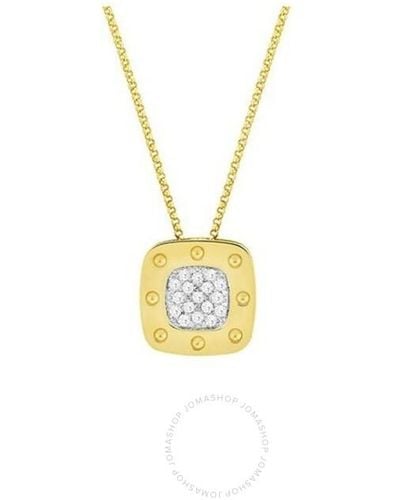 Roberto Coin 18k Yellow Gold Pois Moi Square Diamond Pendant Necklace - Metallic