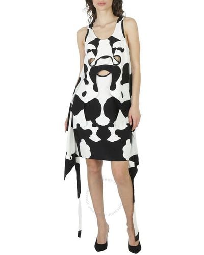 Burberry Cow-print Pieced Cutout Silk Mini Dress - Black
