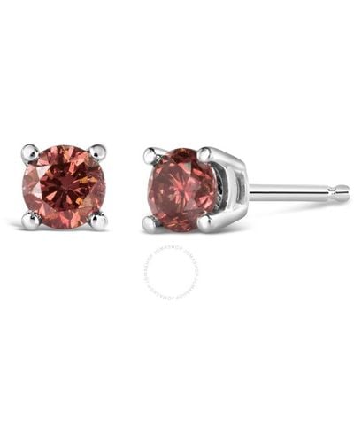 Haus of Brilliance 14k White Gold 1/3 Cttw 4-prong Set Round Brilliant-cut Pink Diamond Solitaire Stud Earrings