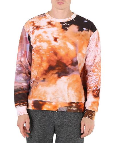 424 Explosion Print Long-sleeve Cotton Sweater - Orange