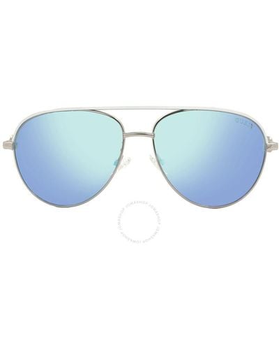 Guess Factory Blue Mirror Pilot Sunglasses Gf0287 06x 57