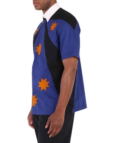 Burberry Bright Navy Short-sleeve Star Detail Shirt - Blue