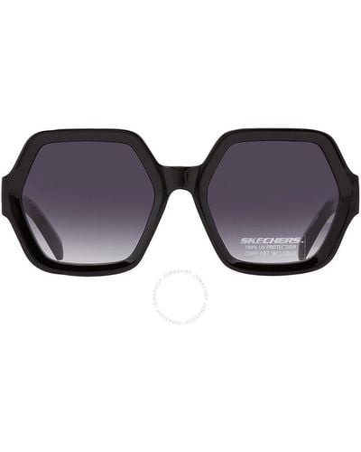 Skechers Smoke Gradient Geometric Sunglasses Se6223 01b 57 - Purple
