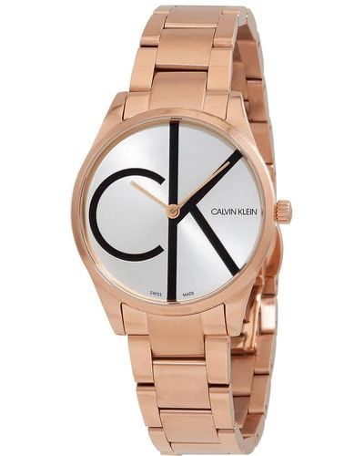 Calvin Klein Quartz Silver Dial Watch - Orange
