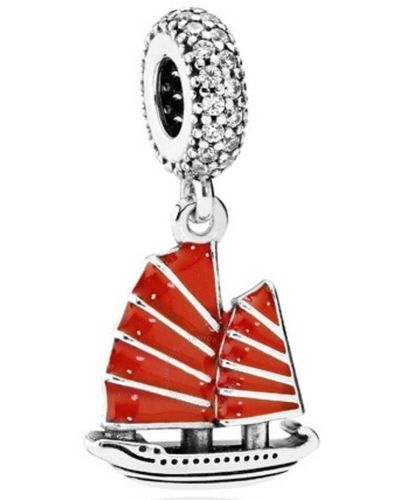 PANDORA Sterling Silver Chinese Junk Dangle Charm - Red