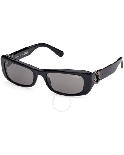 Moncler Smoke Rectangular Sunglasses Ml0245 01a 55 - Black