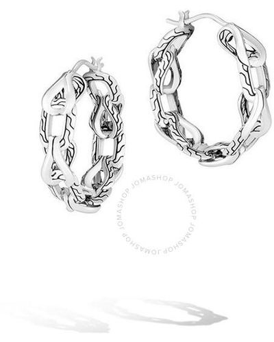 John Hardy Asli Classic Chain Hoop Link Earrings - White