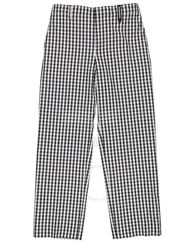 Burberry Black Gingham Technical Wool Wide-leg Tailored Trousers - Blue