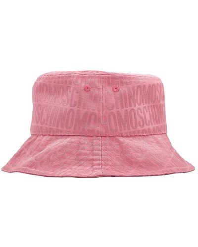 Moschino Allover Monogram Logo Bucket Hat - Pink