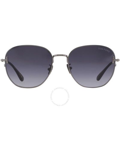 Tom Ford Gradient Round Sunglasses Ft0976-k 08b 56 - Blue