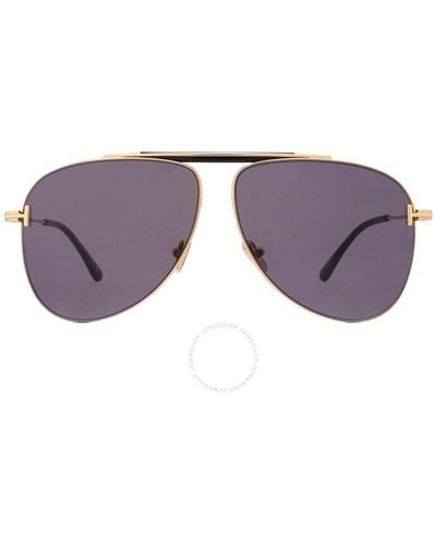 Tom Ford Brady Smoke Pilot Sunglasses Ft1018 30a 60 - Purple