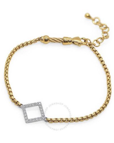 Alor Yellow Chain Bracelet With 14kt White Gold Open Square Station & Diamonds - Metallic