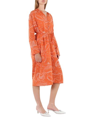 Roseanna Lucio Edward Long Sleeve Cotton Dress - Orange
