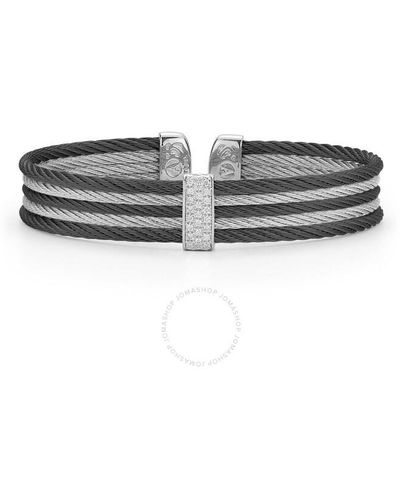 Alor Black & Gray Cable Mini Cuff With 18kt White Gold & Diamonds