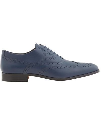 Tod's Perforated Leather Lace-up Oxford Shoes - Blue