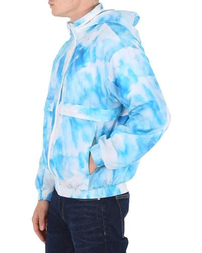 Calvin Klein Seasonal Cloud Print Nylon Windbreaker Jacket - Blue