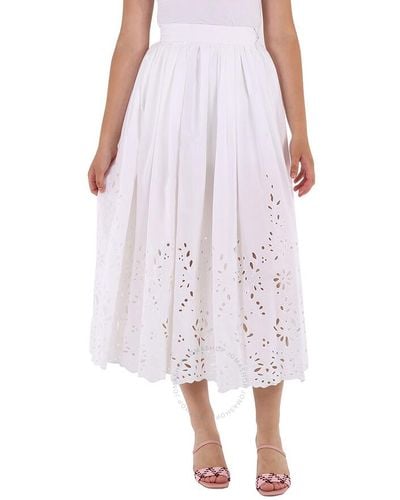Chloé Broderie Anglaise Flared Embroidered Midi Skirt - Purple