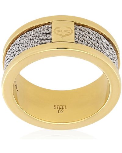 Charriol Forever Yellow Gold Pvd Steel Cable Ring - Metallic