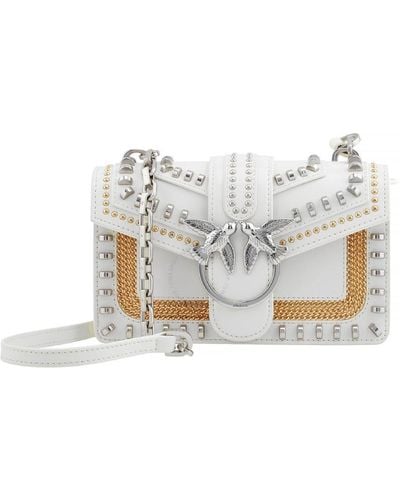 Pinko Love Stud-embellished Crossbody Bag - White