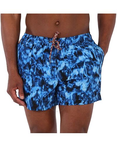 Burberry Midnight Navy Greenford Ripple Print Swim Shorts - Blue
