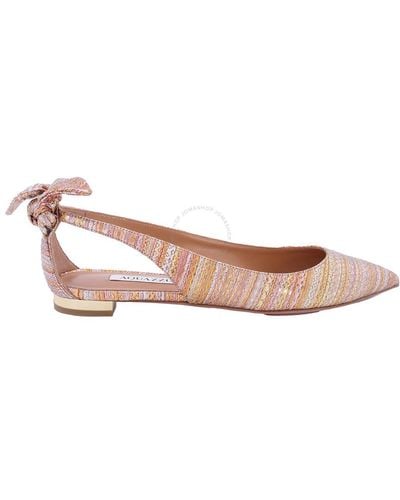 Aquazzura Bow Tie Light Bronze Ballet Flats - Pink