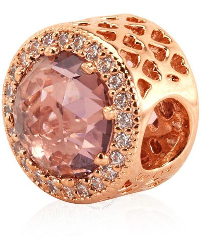 PANDORA 14k Rose Gold-plated Sparkling Blush Charm - Pink